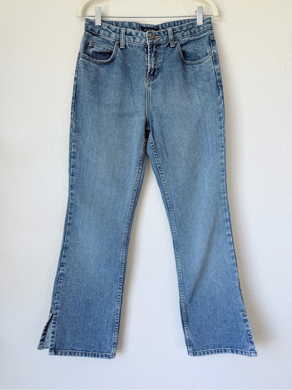 Boston Proper Light Wash Flare Jeans Side Slit Hem 4S 100% Cotton